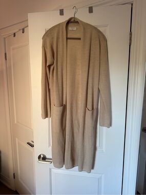 Babaton Long Open-Front Beige Cardigan